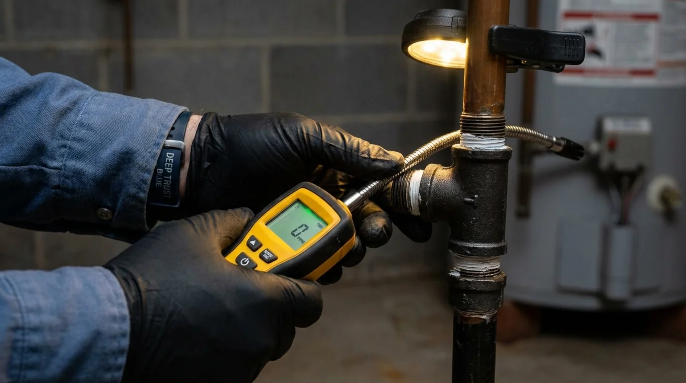 Gas leak detection with electronic sniffer by Johns Plumbing LLC in Anthony