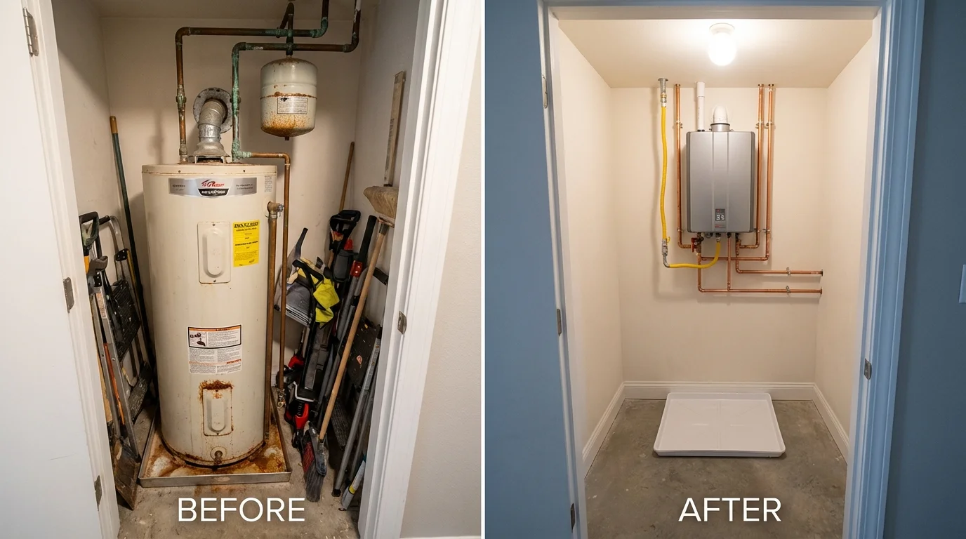 Tank water heater versus wall-mounted tankless unit comparison for Anthony, NM homeowners